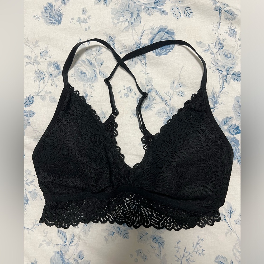 Auden Black Lace Racerback Triangle Bralette Small S